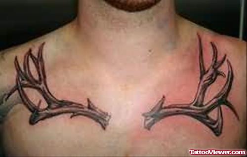 Deer Antler Tattoo On Chest