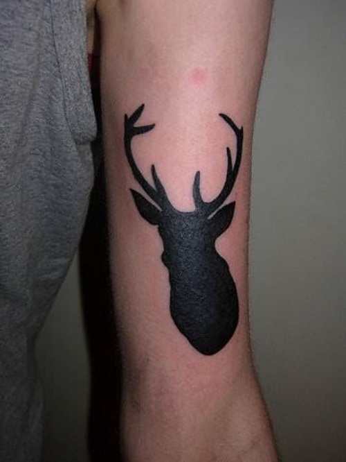 Black Deer Tattoo On Arm