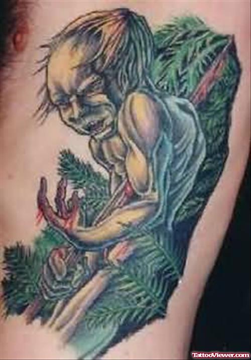 Terrific Green Ink Demon Tattoo