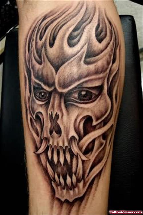 Flaming Demon Tattoo