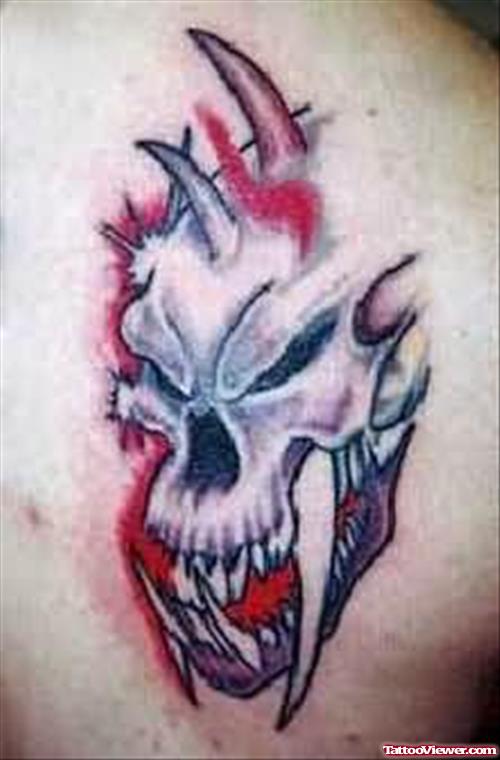 Scary Demon Head Tattoo
