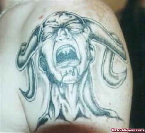 Elegant Angry Demon Tattoo