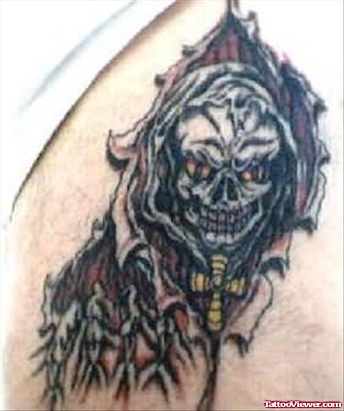 Elegant Demon Face Tattoo