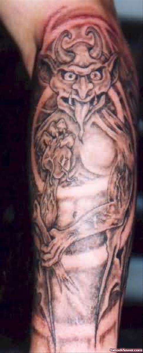 Demon Big Tattoo On Arm