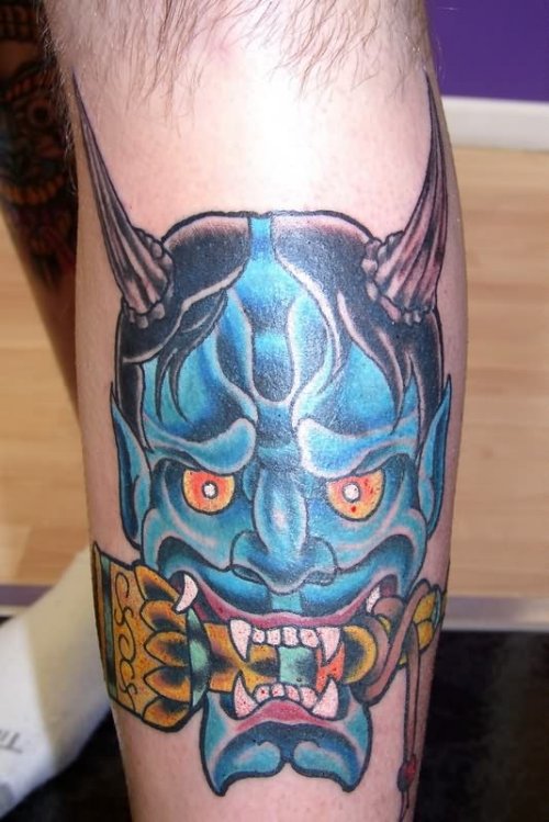 Demon Large Face Tattoo