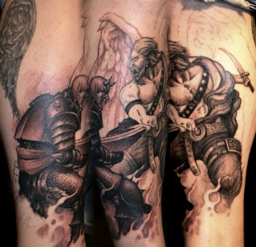 Angel And Demon Tattoo On Arm Sleeve