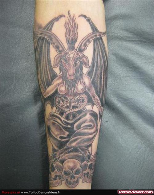 Sleeve  Grey Ink Devil Tattoo