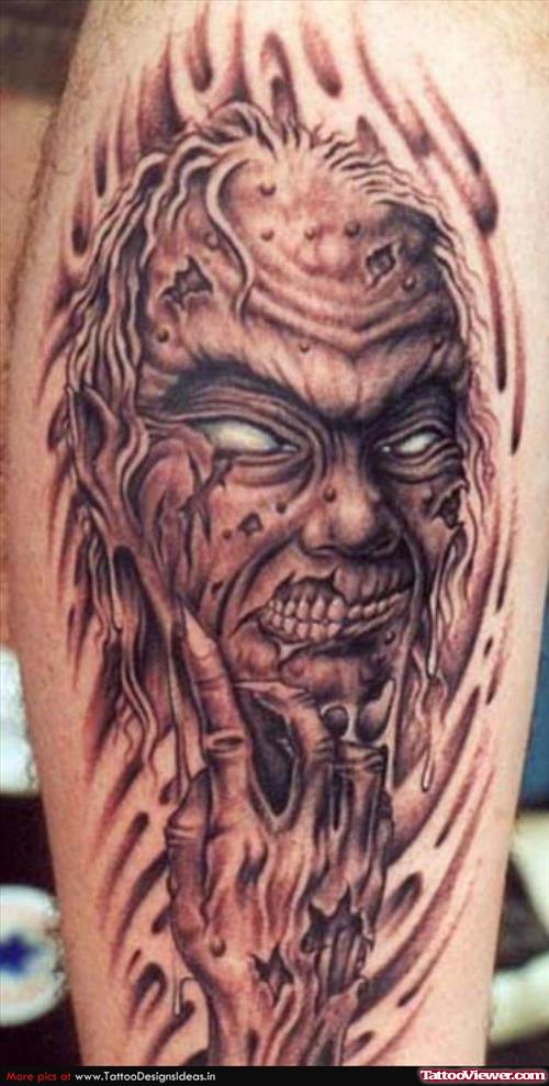 Zombie Devil Head Tattoo