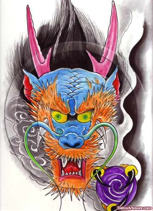 Dragon Face Devil Tattoo Design
