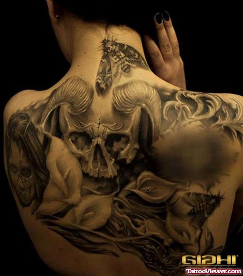 Devil Skull Tattoo On Back