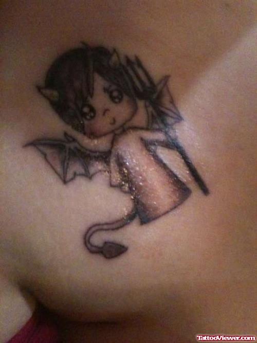 Cute Small Devil Girl Tattoo