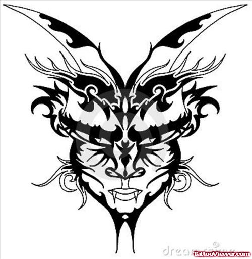 Awful Tribal Devil Tattoo Design