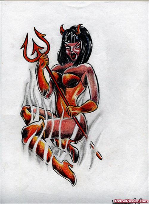 A Devil Girl Tattoo Design