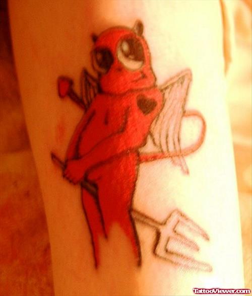 Winged Devil Tattoo On Leg