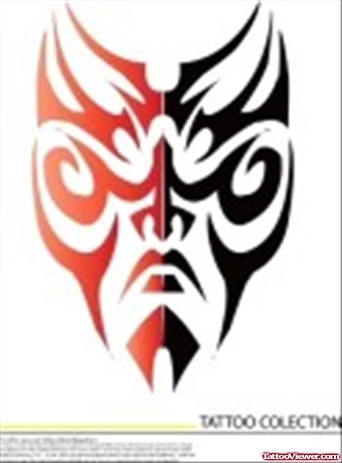 Tribal Devil Mask Tattoo Design