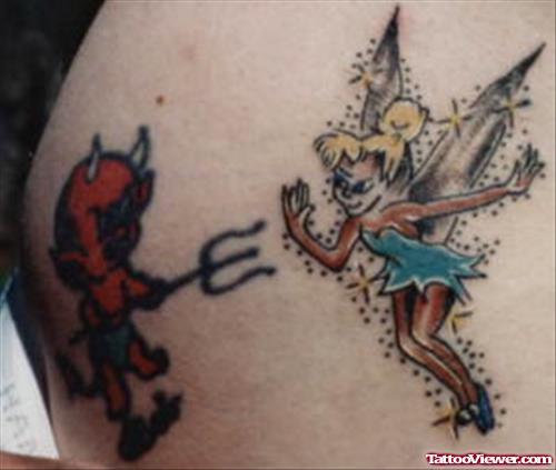Devil Kid n Fairy Girl Tattoo Design