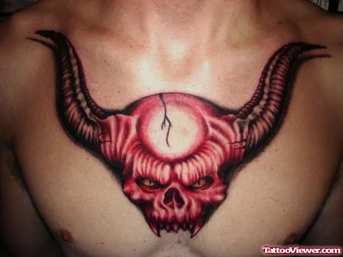 Red Devil Tattoo On Chest