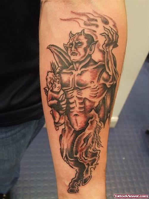 Left Sleeve Sacred Devil Tattoo