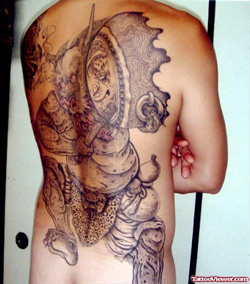 Horiyoshi Devil Tattoo On Man Back Body
