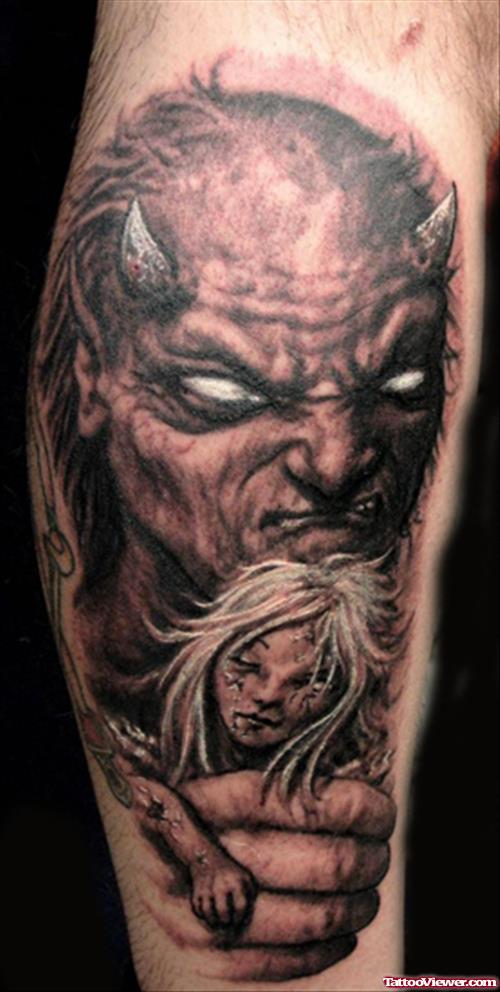 Devil With Girl Tattoo Design