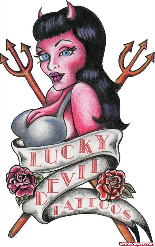 Lucky Devil - Devil Girl Tattoo Design