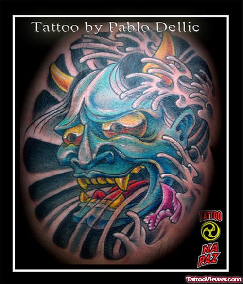 Blue Devil Head Tattoo