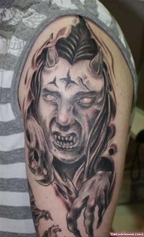 Scary Devil Tattoo On Arm
