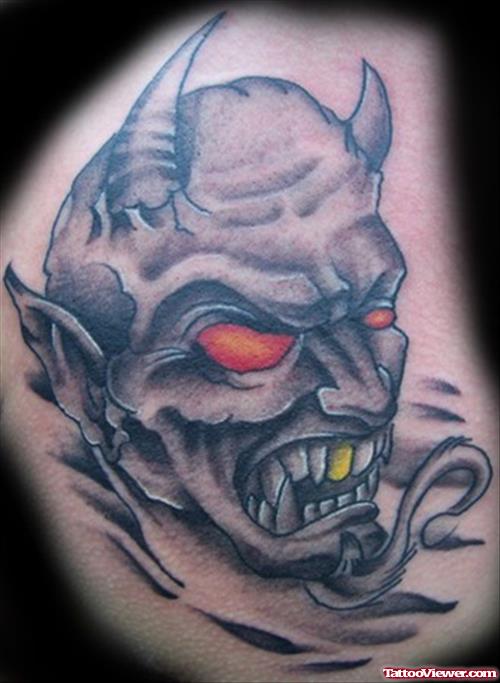 Red Eyes Devil Head Tattoo