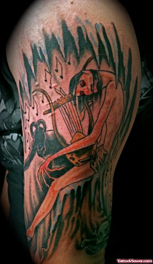 Left Half Sleeve Devil Tattoo