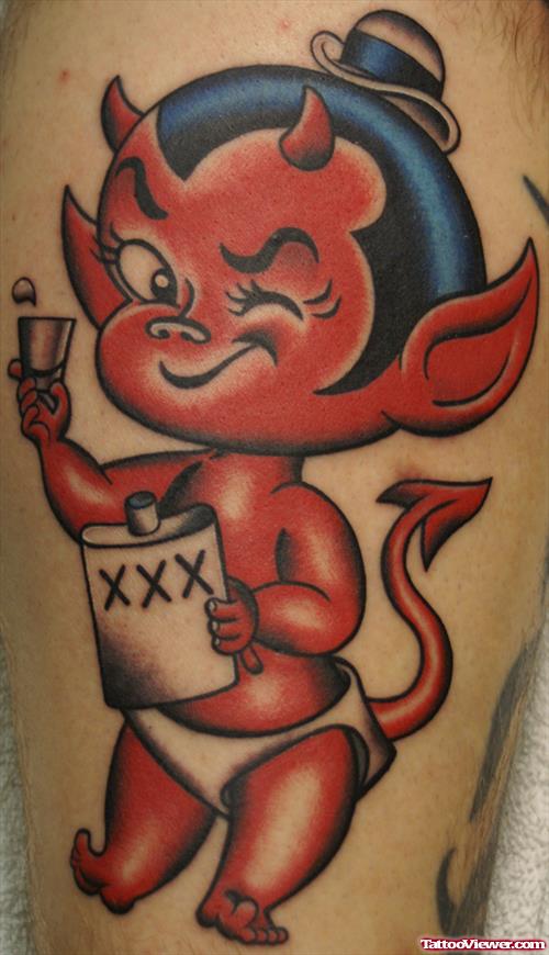 Red Ink Devil Tattoo