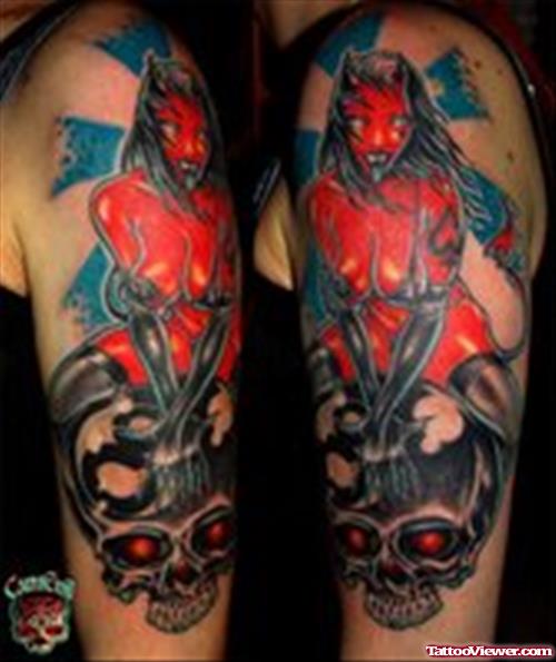 Miss Red Devil Tattoo Design