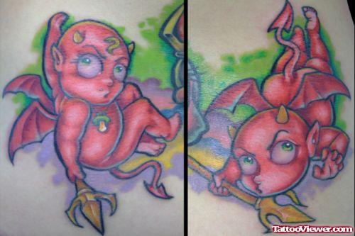 Little Cartoon Devils Tattoo Design