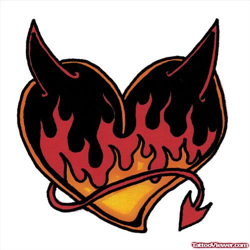 Devil Heart Tattoo Design