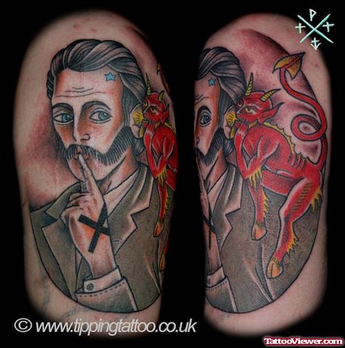 Man Portrait With Devil Tattoo