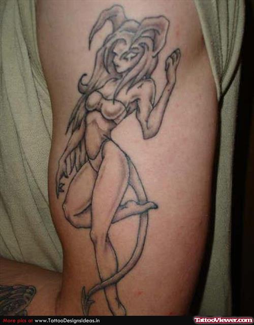 Devil Girl Tattoo On Muscles