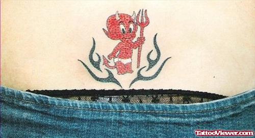 Little Devil Tattoo On Lower Back