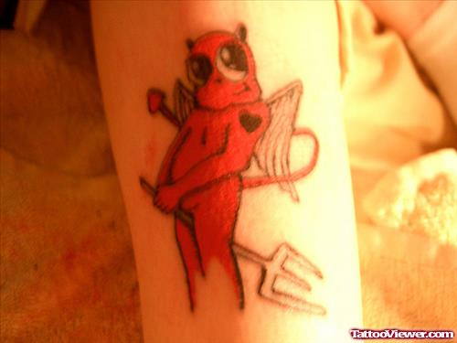 Funny Devil Tattoo On Arm
