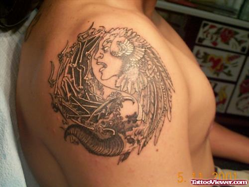 Devil Tattoo On Man Right Shoulder