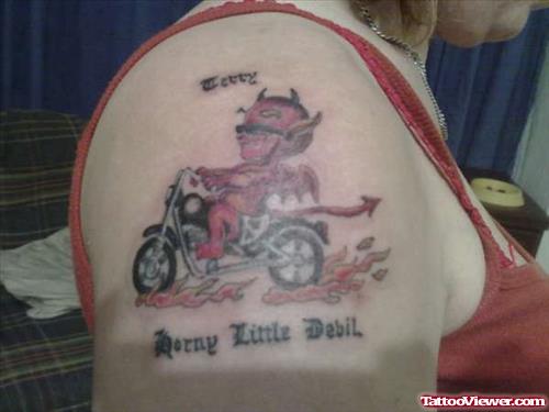 Devil On Bike Tattoo Design