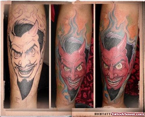 Fire Red Devil Head Tattoo