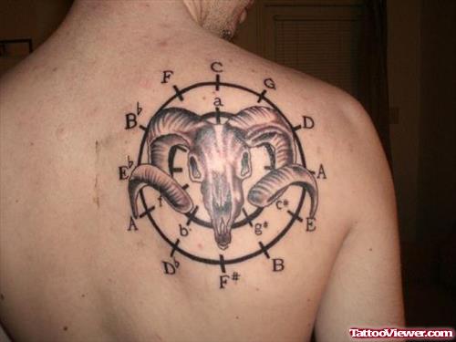 Devil Horns Animal Skull Tattoo On Back