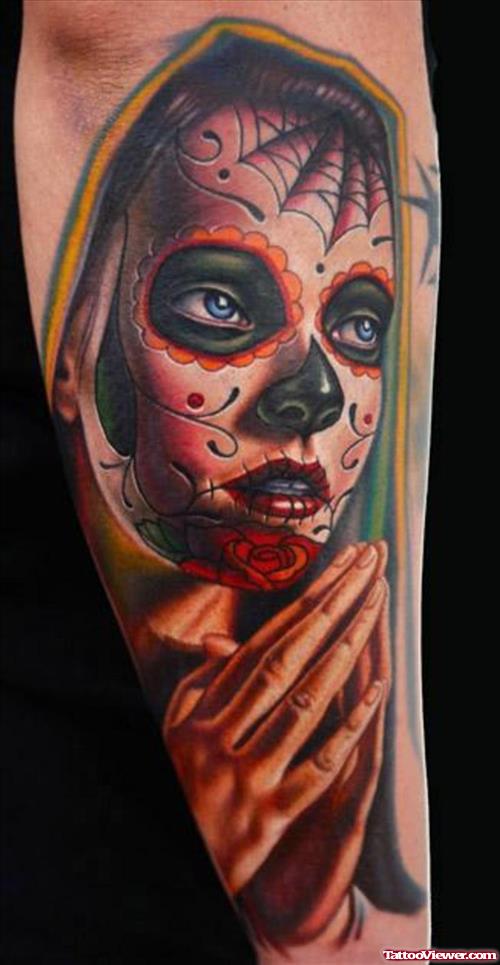Devil Girl Tattoo On Sleeve