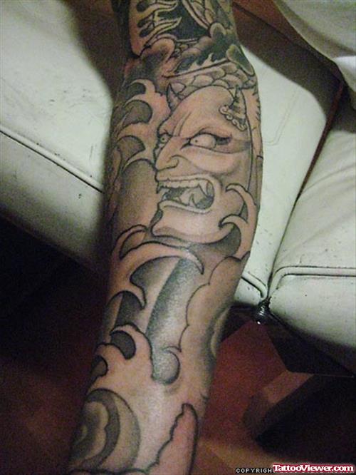 Full Sleeve Devil Tattoo Design