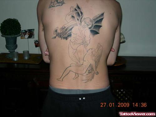Devil Vs angel Tattoo On Back Body
