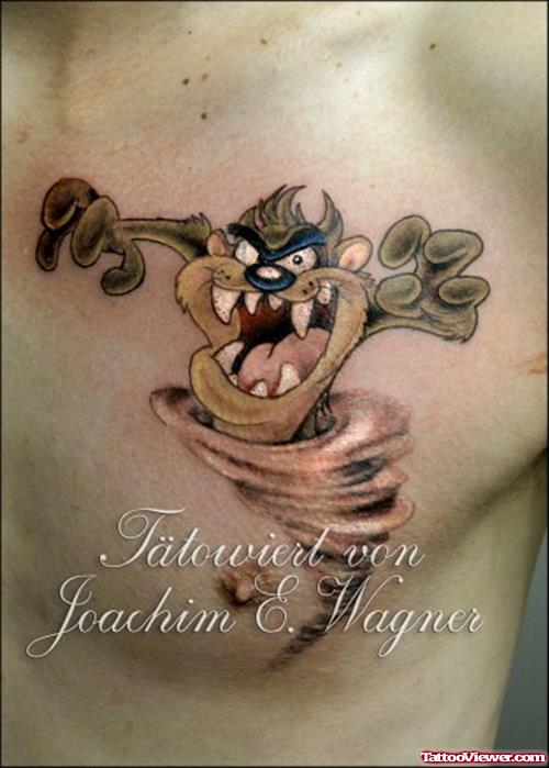 Devil Dog Taz Tattoo On chest