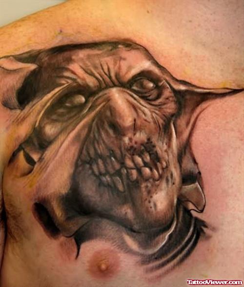 Devil Dead Tattoo On Chest For Men