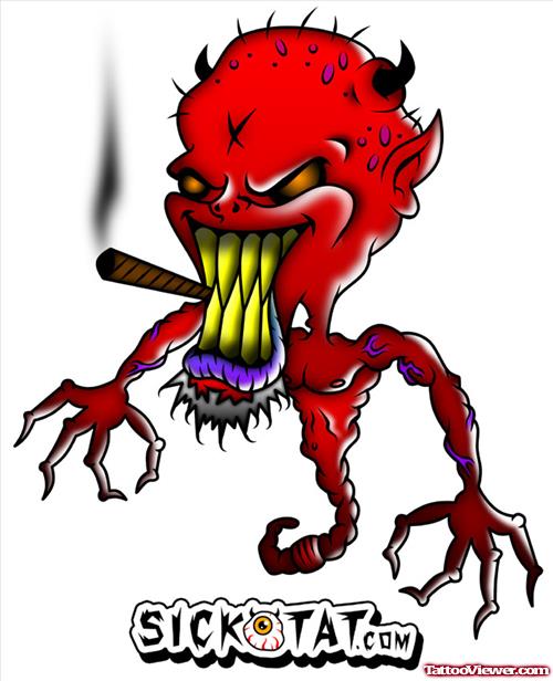 Awful Evil Devil Tattoo Design