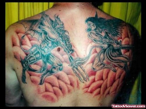 Demons Tattoos On Man BAck Body