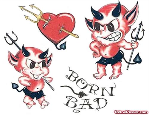 Born Bad - Devil Tattoo Design