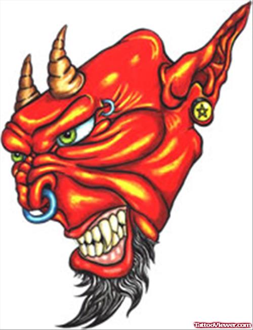 Angry Devil Face Tattoo Sample